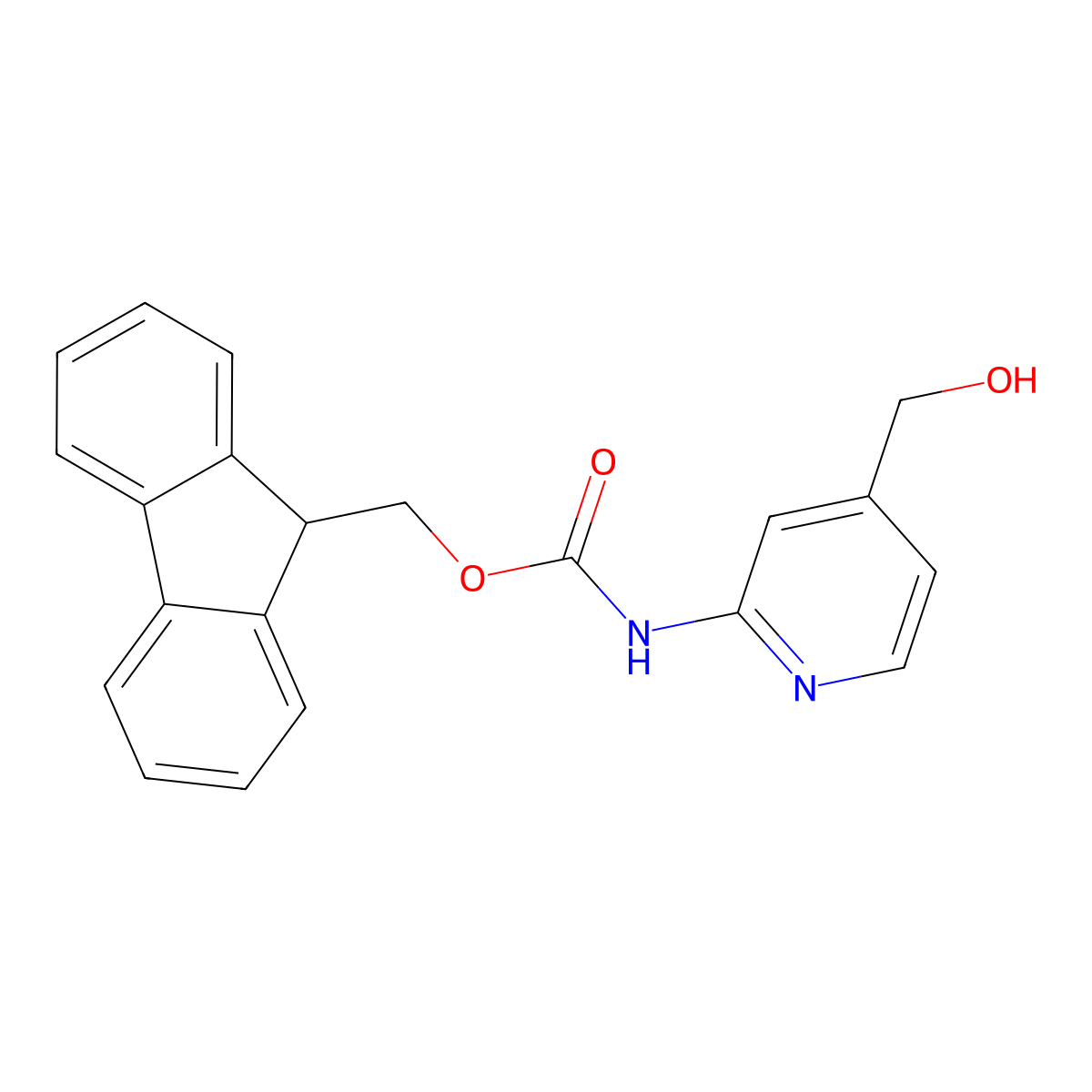 (9H-fluoren-9-yl)methyl N-[4-(hydroxymethyl)pyridin-2-yl]carbamate molecular structure, CAS 2763955-42-4