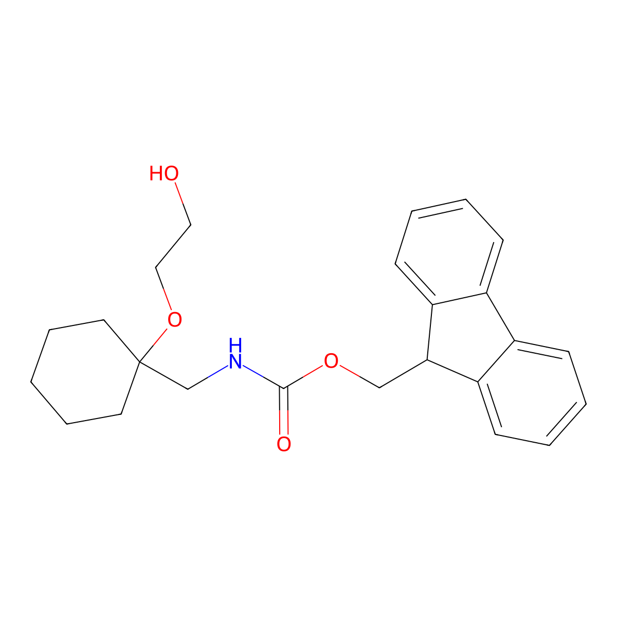 (9H-fluoren-9-yl)methyl N-{[1-(2-hydroxyethoxy)cyclohexyl]methyl}carbamate molecular structure, CAS 2763955-45-7