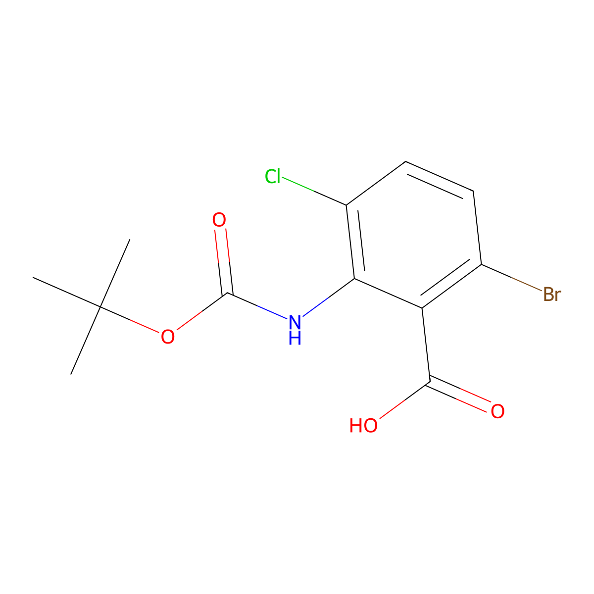 6-Bromo-2-{[(tert-butoxy)carbonyl]amino}-3-chlorobenzoic acid molecular structure, CAS 2763955-49-1