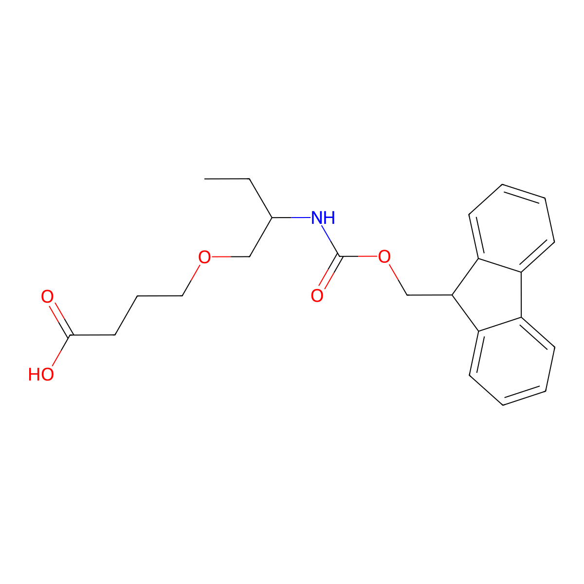 4-[2-({[(9H-fluoren-9-yl)methoxy]carbonyl}amino)butoxy]butanoic acid molecular structure, CAS 2763955-51-5