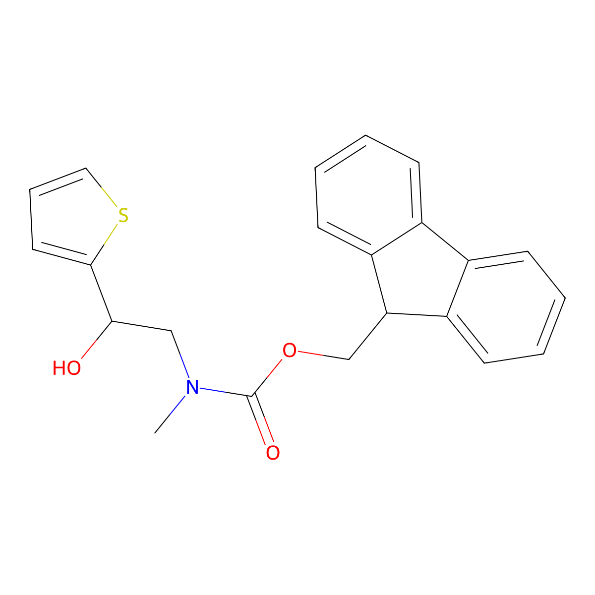 (9H-fluoren-9-yl)methyl N-[2-hydroxy-2-(thiophen-2-yl)ethyl]-N-methylcarbamate molecular structure, CAS 2763955-52-6