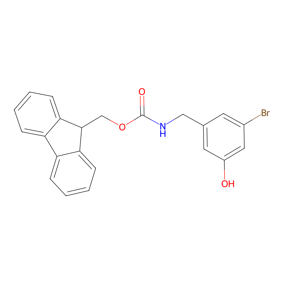 (9H-fluoren-9-yl)methyl N-[(3-bromo-5-hydroxyphenyl)methyl]carbamate molecular structure, CAS 2763955-55-9
