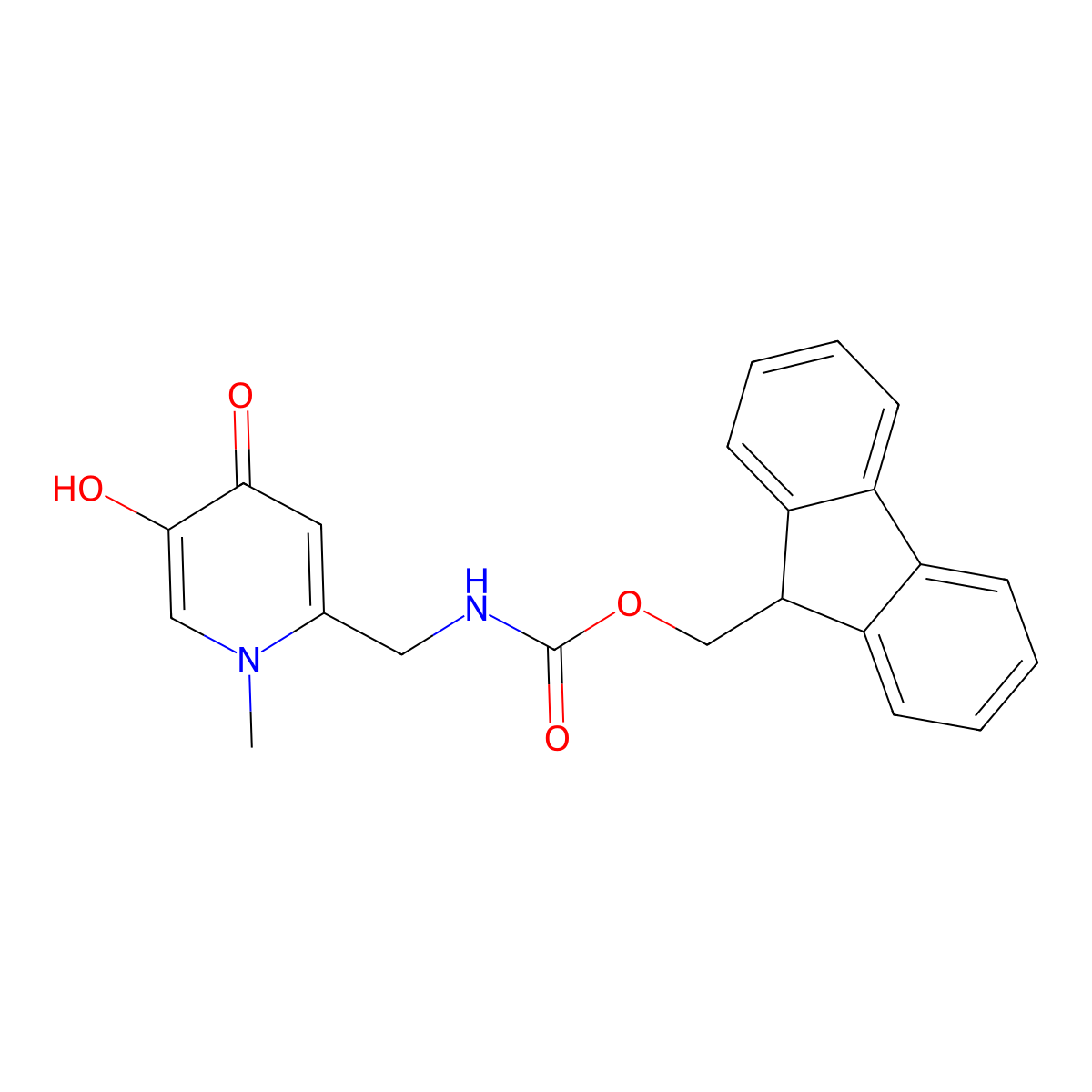 (9H-fluoren-9-yl)methyl N-[(5-hydroxy-1-methyl-4-oxo-1,4-dihydropyridin-2-yl)methyl]carbamate molecular structure, CAS 2763955-58-2
