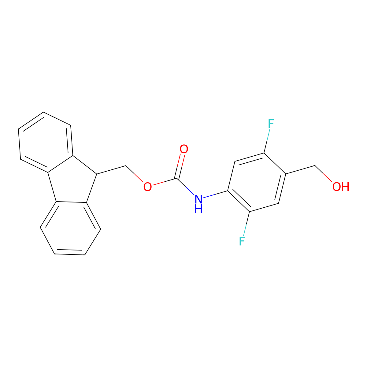 (9H-fluoren-9-yl)methyl N-[2,5-difluoro-4-(hydroxymethyl)phenyl]carbamate molecular structure, CAS 2763955-63-9