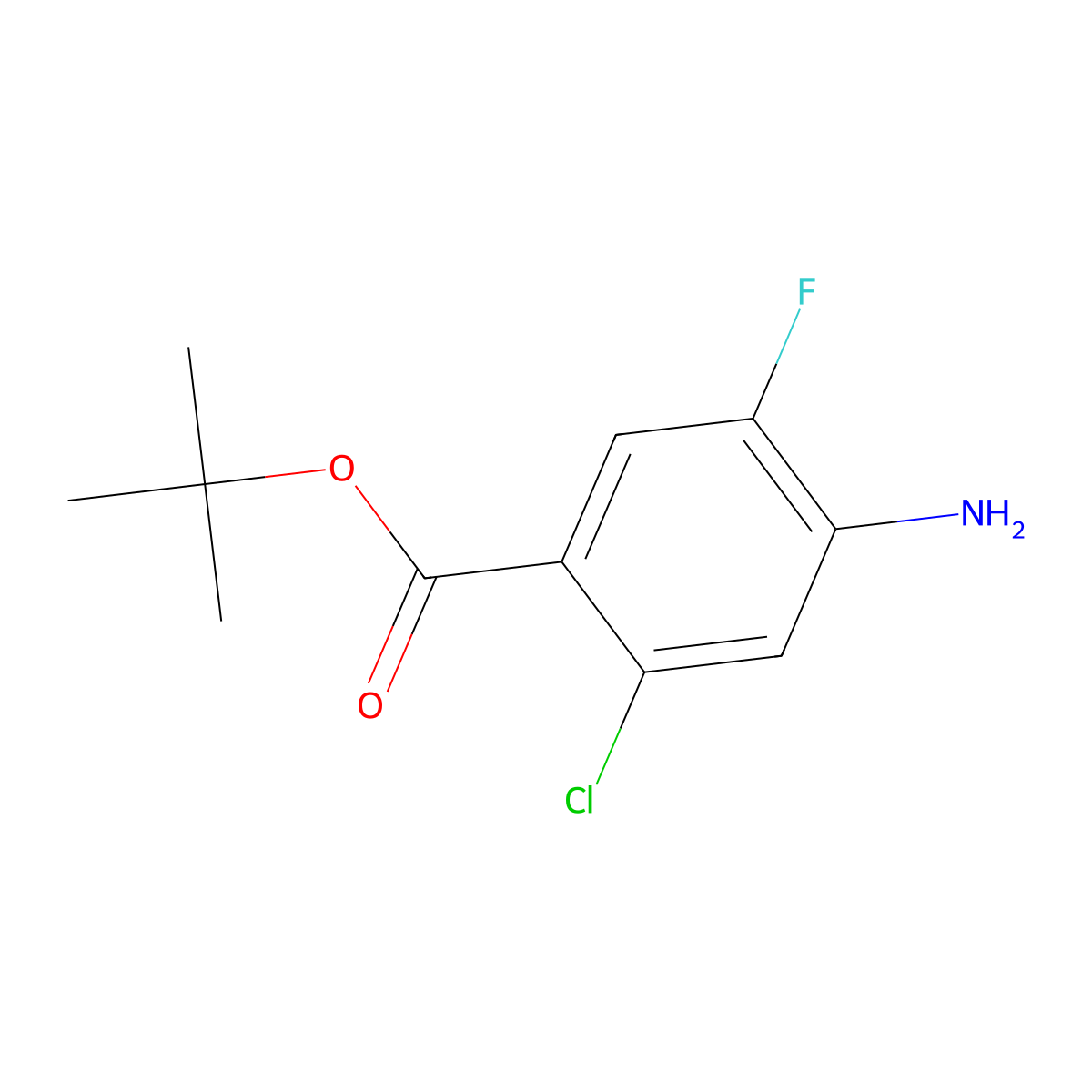 Tert-butyl 4-amino-2-chloro-5-fluorobenzoate molecular structure, CAS 2763955-73-1