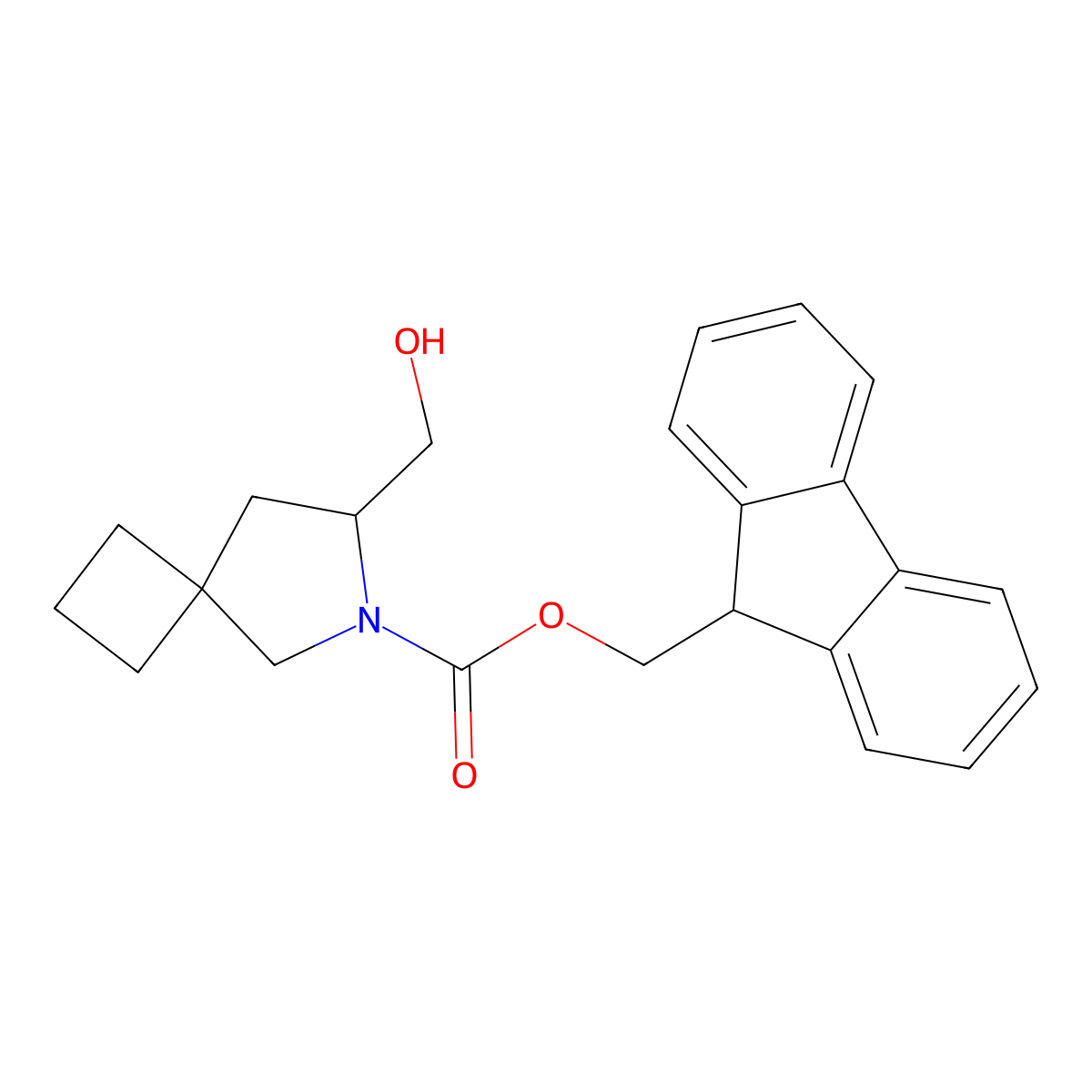 (9H-fluoren-9-yl)methyl 7-(hydroxymethyl)-6-azaspiro[3.4]octane-6-carboxylate molecular structure, CAS 2763955-80-0