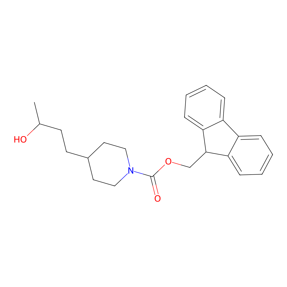 (9H-fluoren-9-yl)methyl 4-(3-hydroxybutyl)piperidine-1-carboxylate molecular structure, CAS 2763955-84-4