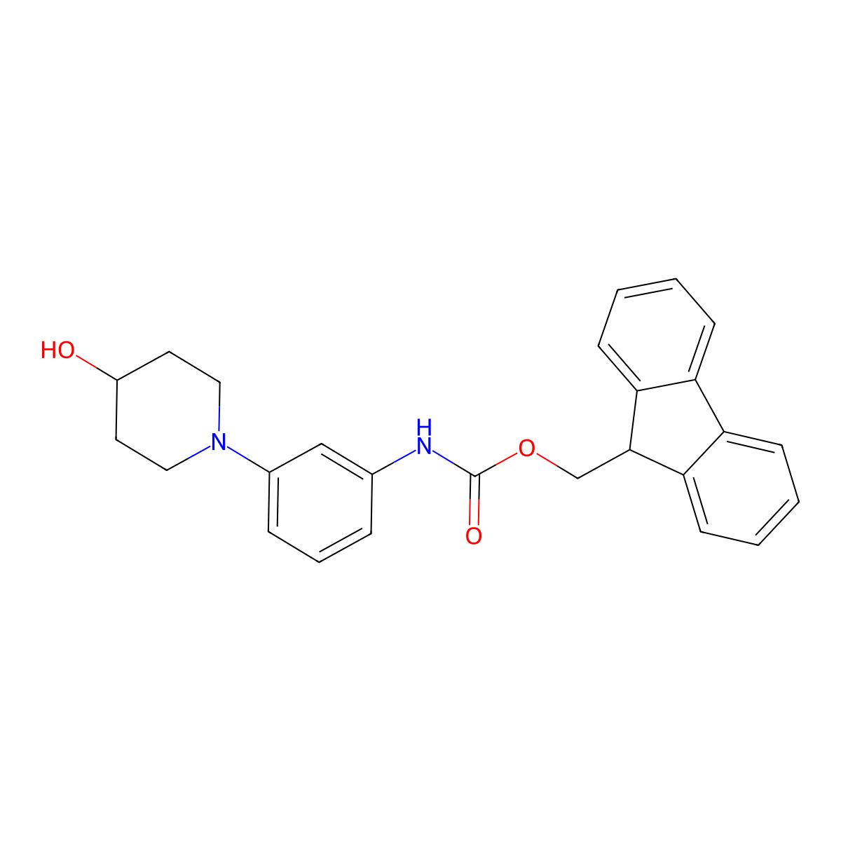 (9H-fluoren-9-yl)methyl N-[3-(4-hydroxypiperidin-1-yl)phenyl]carbamate molecular structure, CAS 2763955-88-8