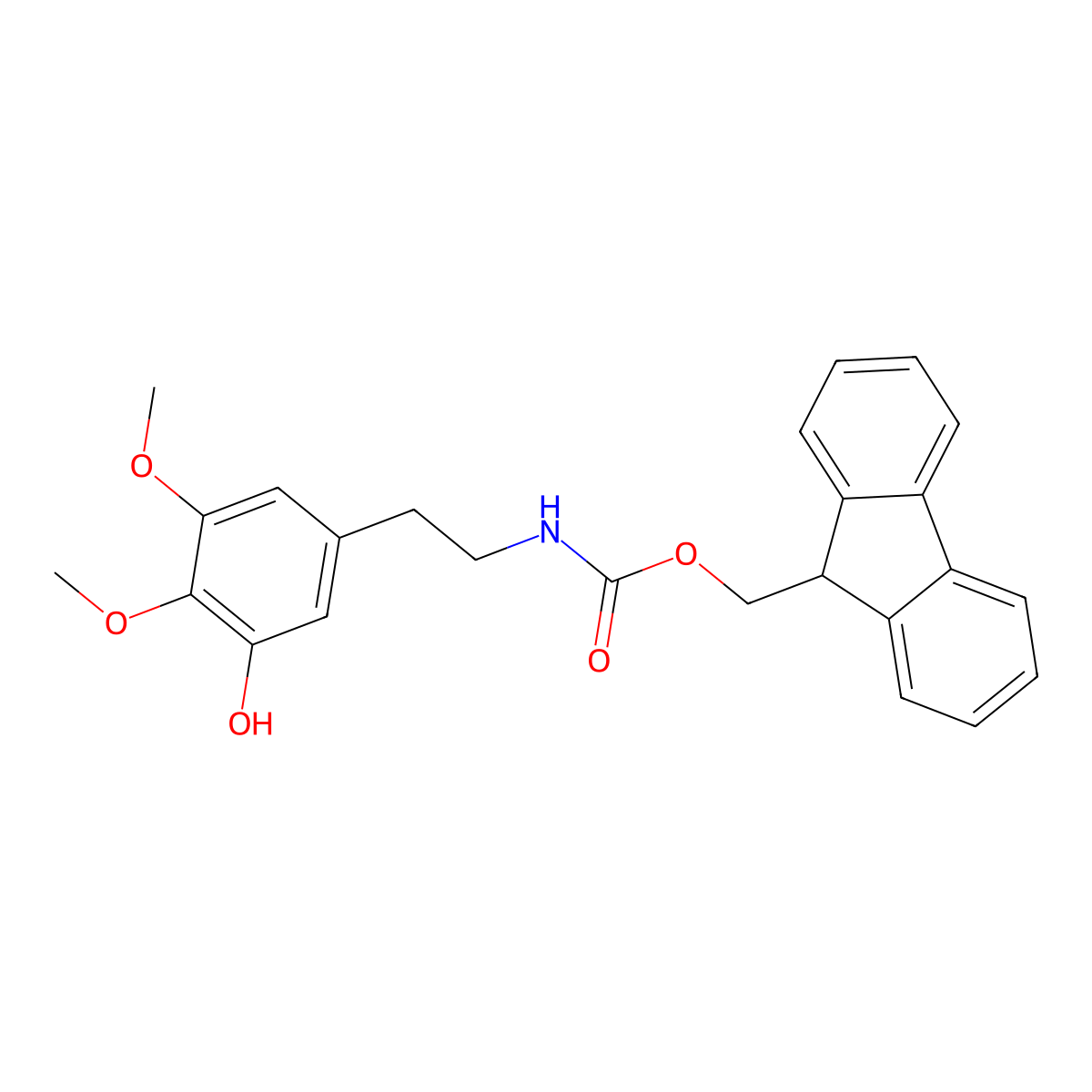 (9H-fluoren-9-yl)methyl N-[2-(3-hydroxy-4,5-dimethoxyphenyl)ethyl]carbamate molecular structure, CAS 2763955-94-6