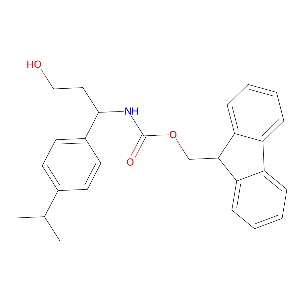(9H-fluoren-9-yl)methyl N-{3-hydroxy-1-[4-(propan-2-yl)phenyl]propyl}carbamate molecular structure, CAS 2763955-99-1