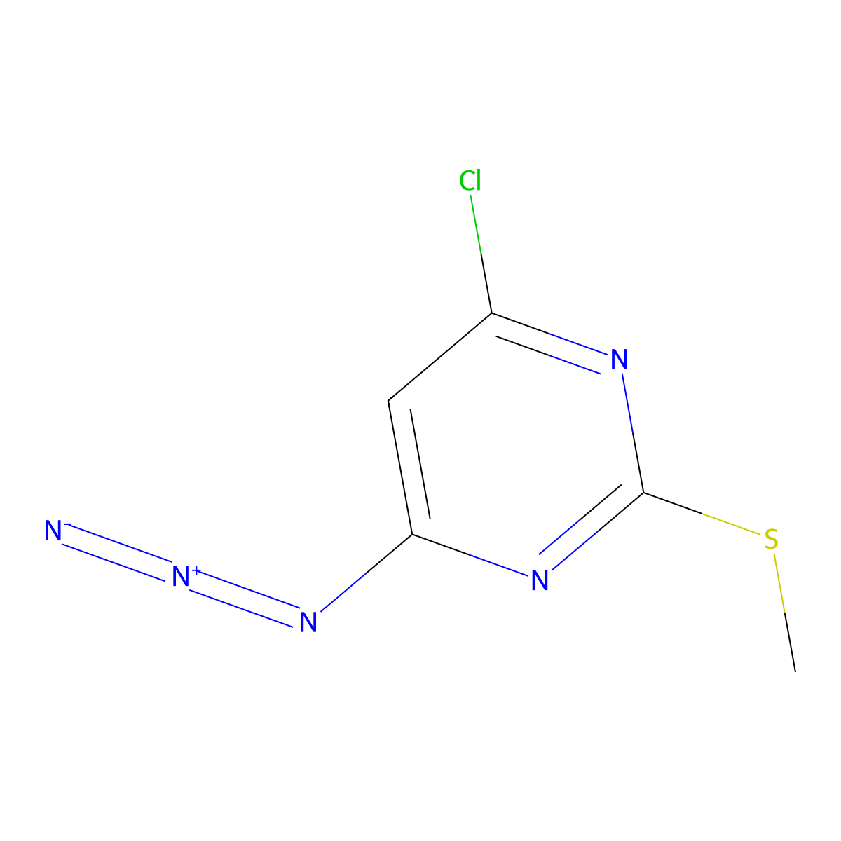 4-Azido-6-chloro-2-(methylsulfanyl)pyrimidine molecular structure, CAS 2763956-00-7