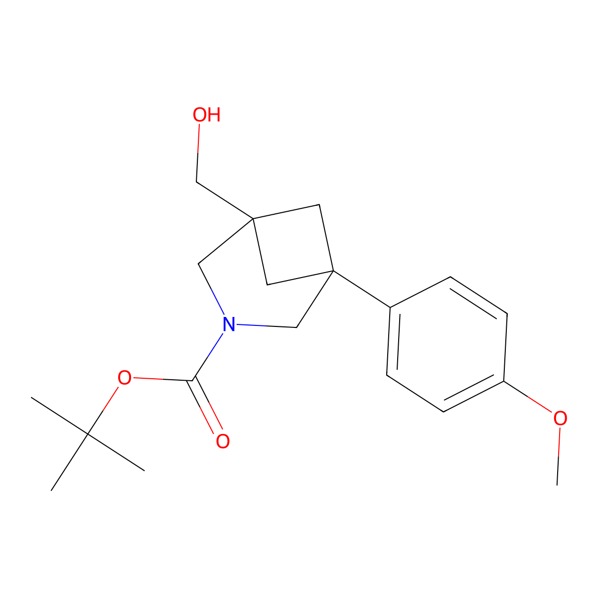 Tert-butyl 1-(hydroxymethyl)-5-(4-methoxyphenyl)-3-azabicyclo[3.1.1]heptane-3-carboxylate molecular structure, CAS 2763956-03-0