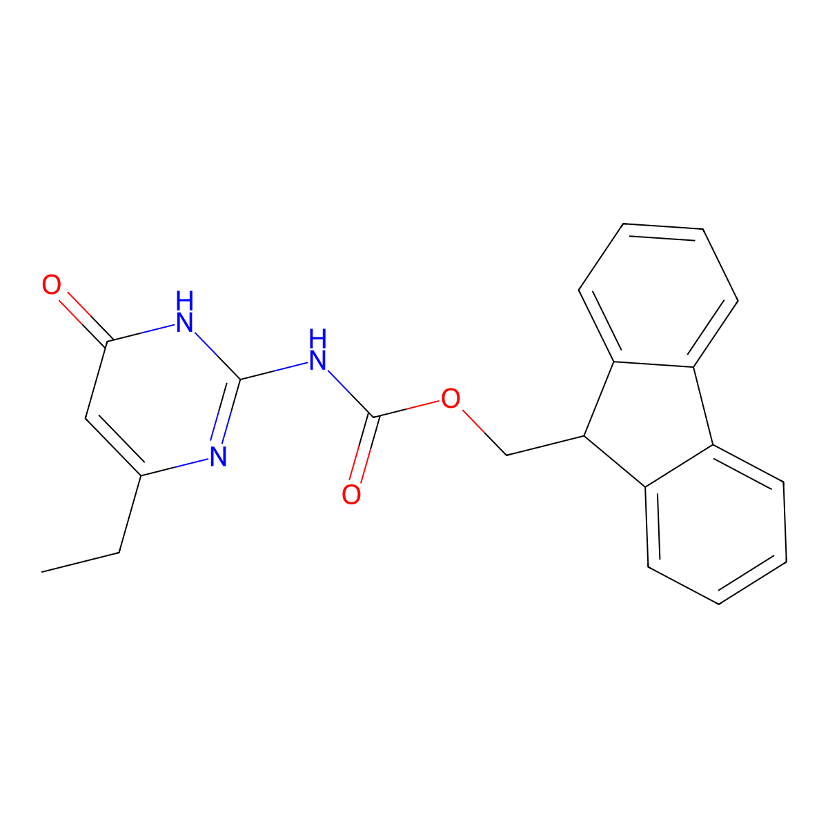 (9H-fluoren-9-yl)methyl N-(4-ethyl-6-hydroxypyrimidin-2-yl)carbamate molecular structure, CAS 2763956-06-3