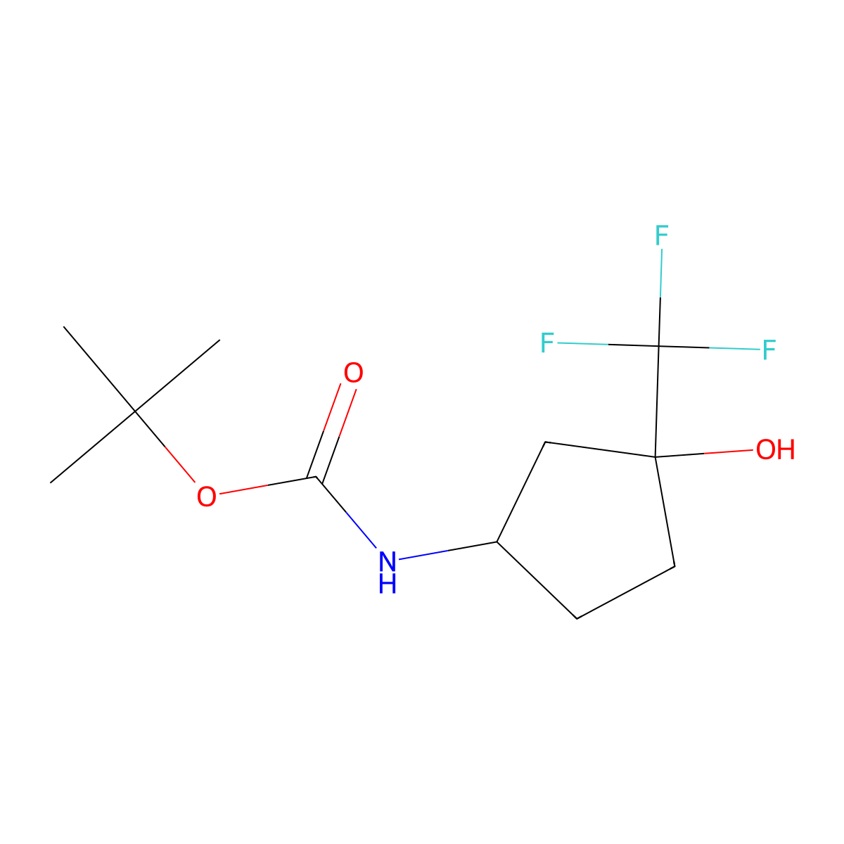 rac-tert-butyl N-[(1R,3S)-3-hydroxy-3-(trifluoromethyl)cyclopentyl]carbamate molecular structure, CAS 2763956-07-4