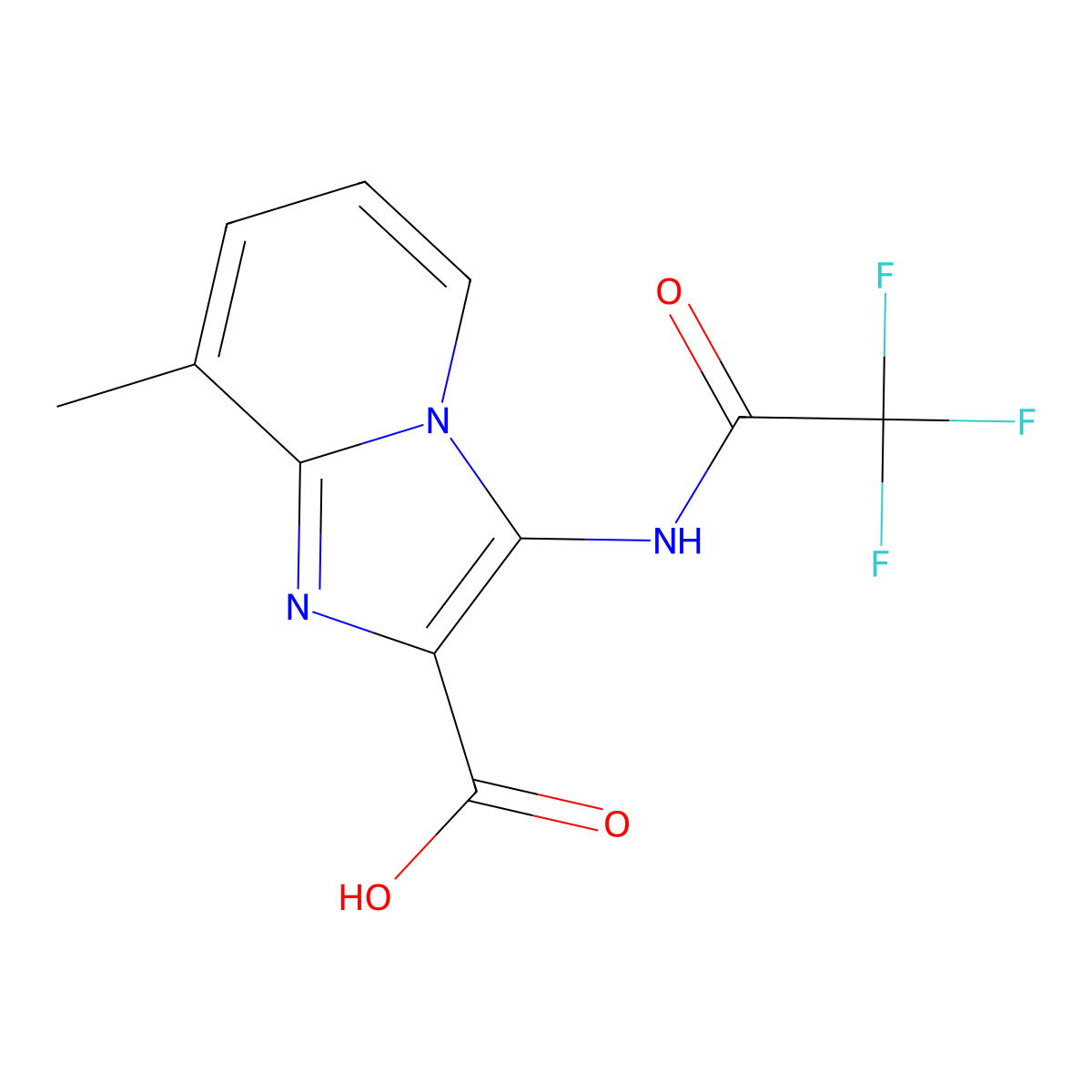 8-Methyl-3-(2,2,2-trifluoroacetamido)imidazo[1,2-a]pyridine-2-carboxylic acid molecular structure, CAS 2763956-08-5