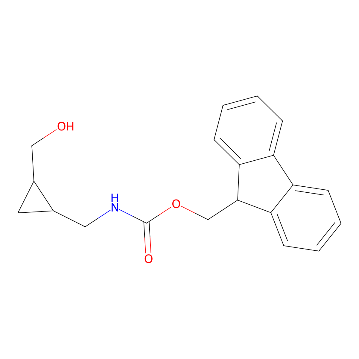 rac-(9H-fluoren-9-yl)methyl N-{[(1R,2R)-2-(hydroxymethyl)cyclopropyl]methyl}carbamate molecular structure, CAS 2763956-16-5