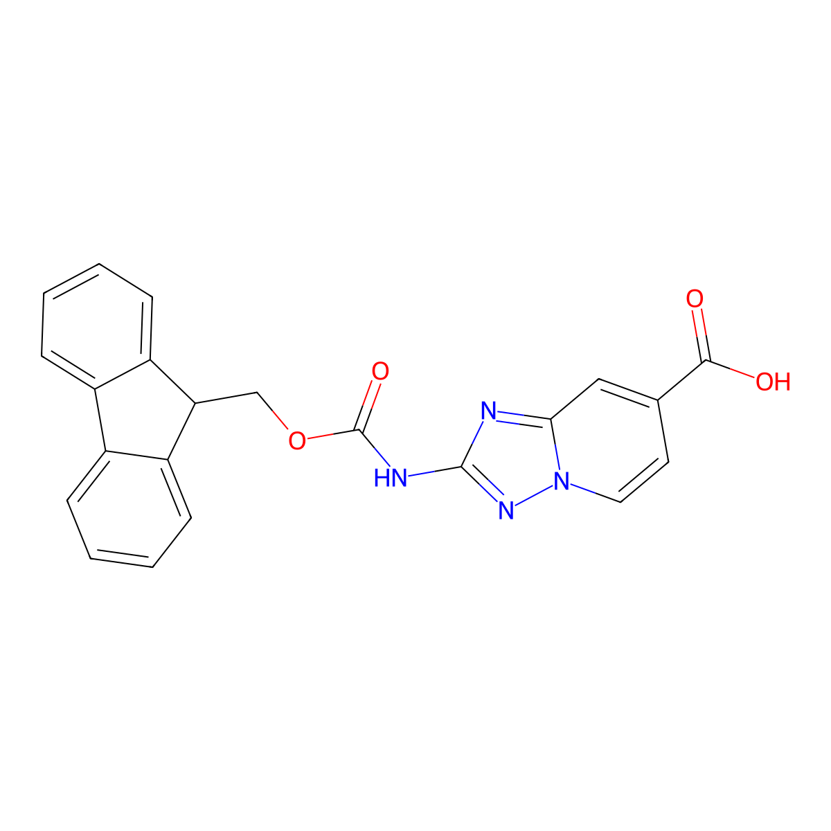 2-({[(9H-fluoren-9-yl)methoxy]carbonyl}amino)-[1,2,4]triazolo[1,5-a]pyridine-7-carboxylic acid molecular structure, CAS 2763956-18-7