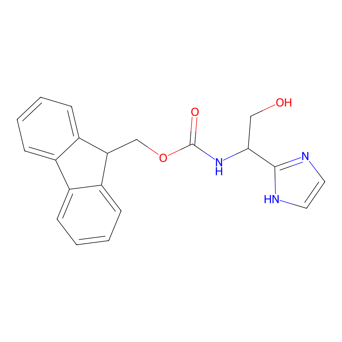 (9H-fluoren-9-yl)methyl N-[2-hydroxy-1-(1H-imidazol-2-yl)ethyl]carbamate molecular structure, CAS 2763956-20-1