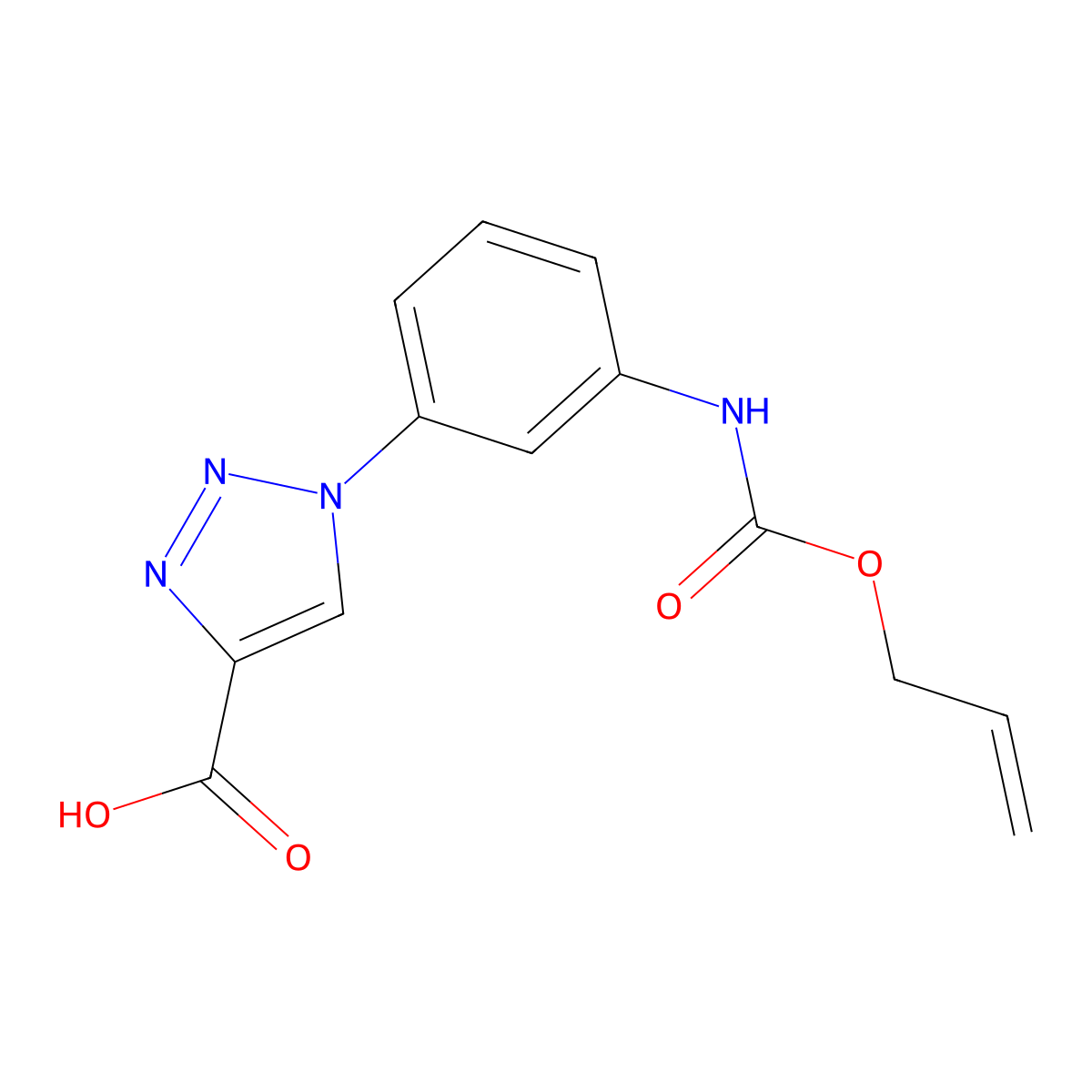 1-(3-{[(prop-2-en-1-yloxy)carbonyl]amino}phenyl)-1H-1,2,3-triazole-4-carboxylic acid molecular structure, CAS 2763956-21-2