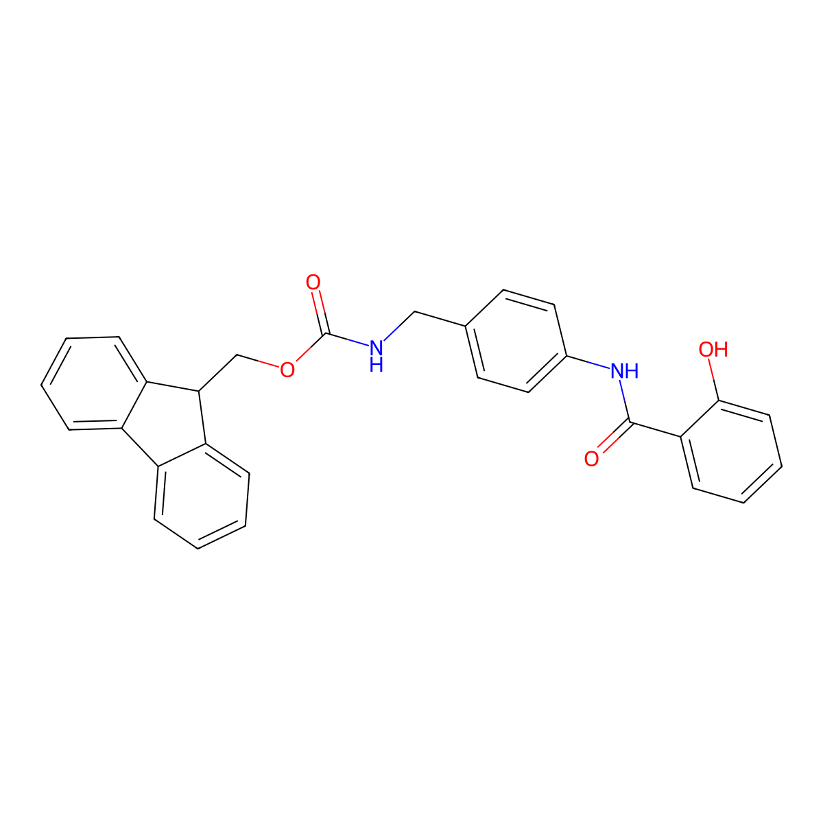 (9H-fluoren-9-yl)methyl N-{[4-(2-hydroxybenzamido)phenyl]methyl}carbamate molecular structure, CAS 2763956-24-5