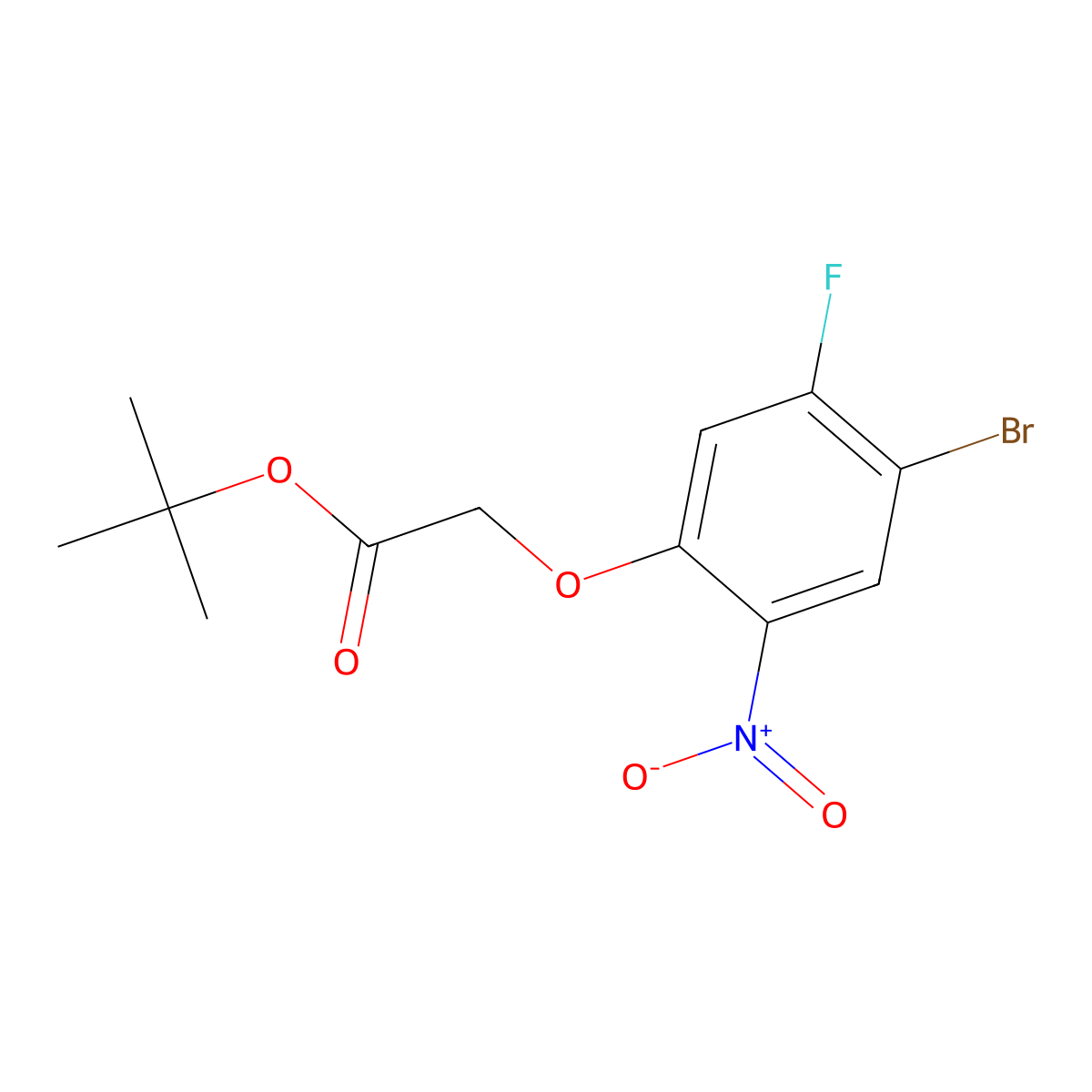 Tert-butyl 2-(4-bromo-5-fluoro-2-nitrophenoxy)acetate molecular structure, CAS 2763956-26-7