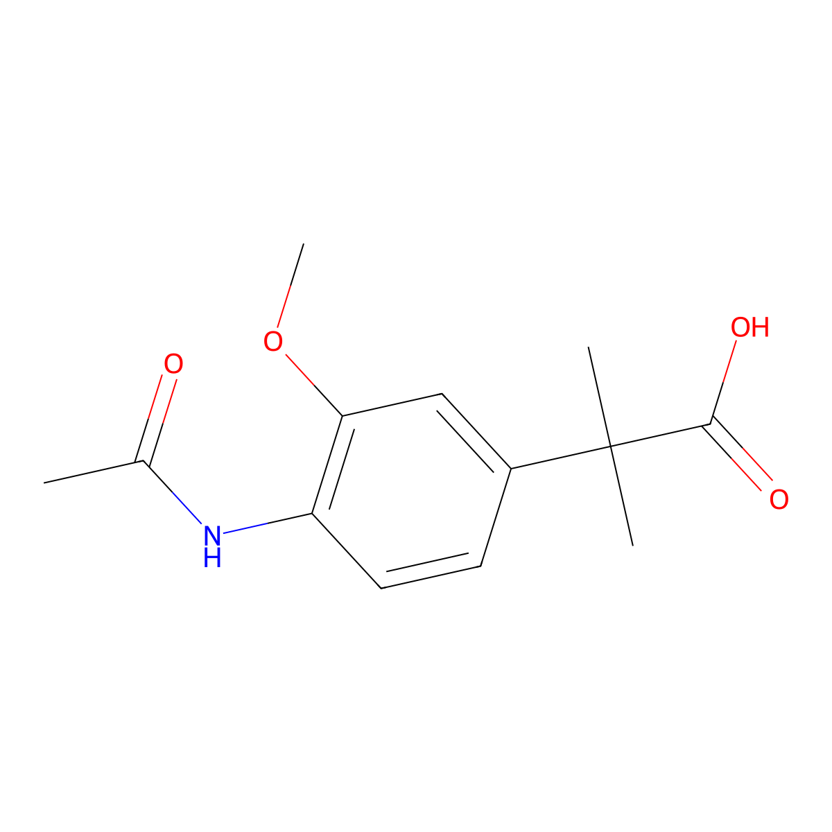 2-(4-Acetamido-3-methoxyphenyl)-2-methylpropanoic acid molecular structure, CAS 2763956-28-9