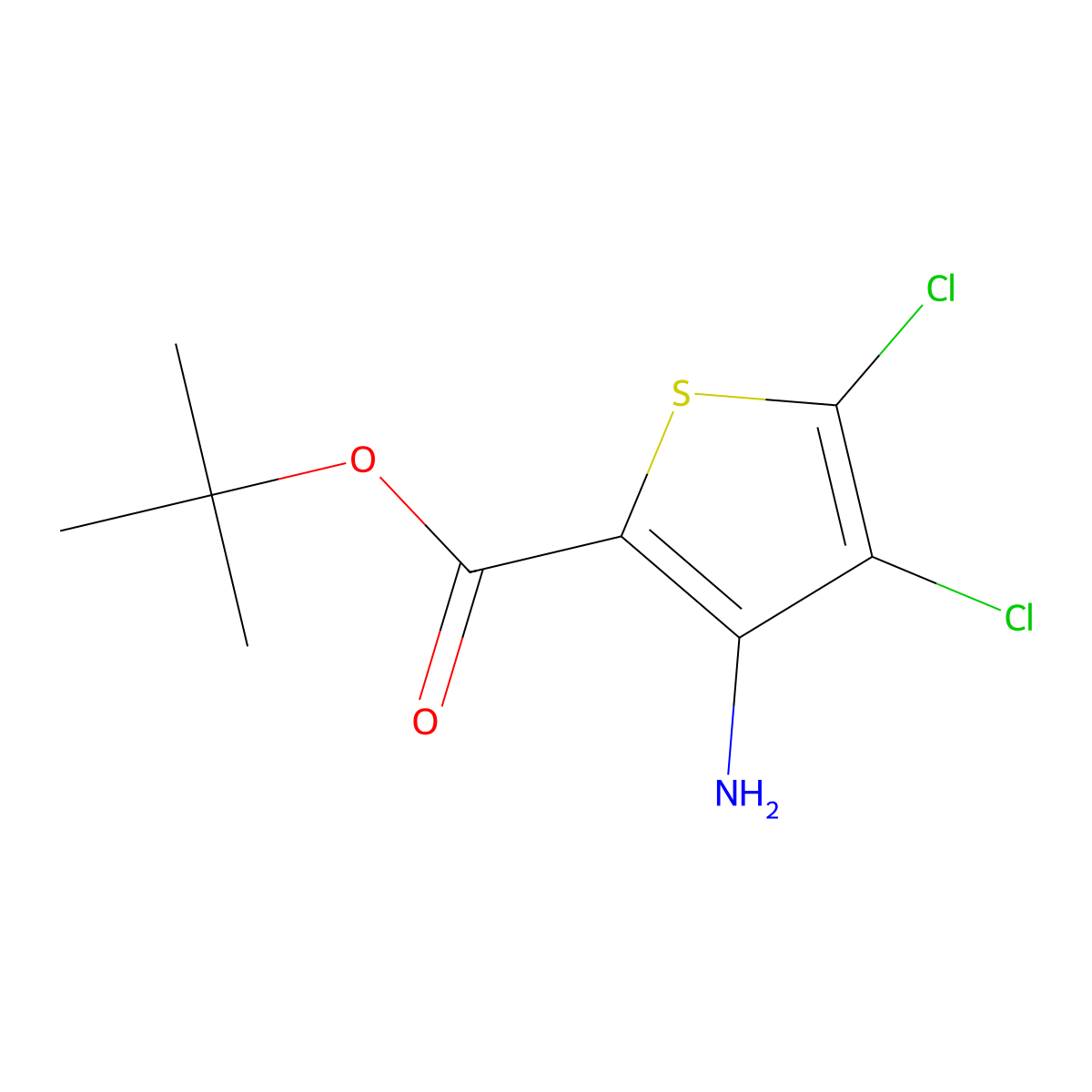 Tert-butyl 3-amino-4,5-dichlorothiophene-2-carboxylate molecular structure, CAS 2763956-31-4