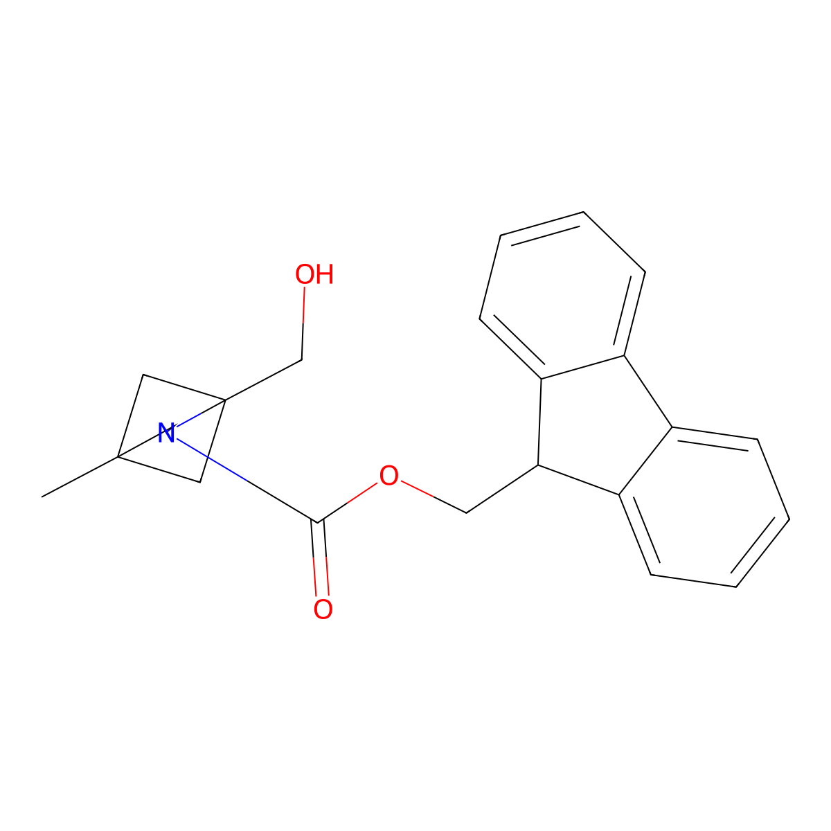 (9H-fluoren-9-yl)methyl 1-(hydroxymethyl)-4-methyl-2-azabicyclo[2.1.1]hexane-2-carboxylate molecular structure, CAS 2763956-33-6