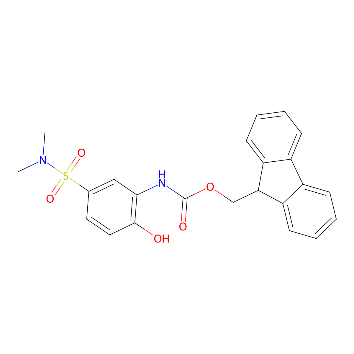 (9H-fluoren-9-yl)methyl N-[5-(dimethylsulfamoyl)-2-hydroxyphenyl]carbamate molecular structure, CAS 2763956-40-5