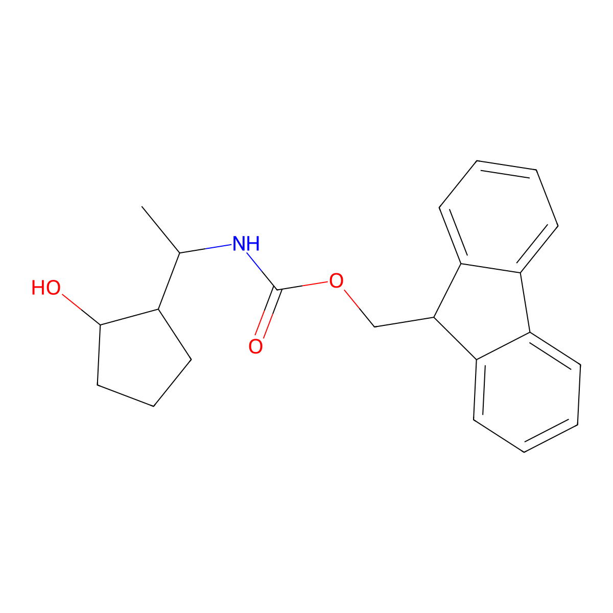 rac-(9H-fluoren-9-yl)methyl N-[(1R)-1-[(1S,2S)-2-hydroxycyclopentyl]ethyl]carbamate molecular structure, CAS 2763964-61-8