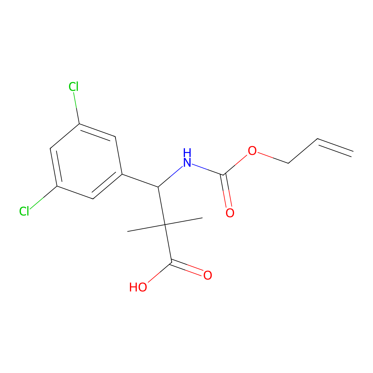 3-(3,5-Dichlorophenyl)-2,2-dimethyl-3-{[(prop-2-en-1-yloxy)carbonyl]amino}propanoic acid molecular structure, CAS 2763964-62-9