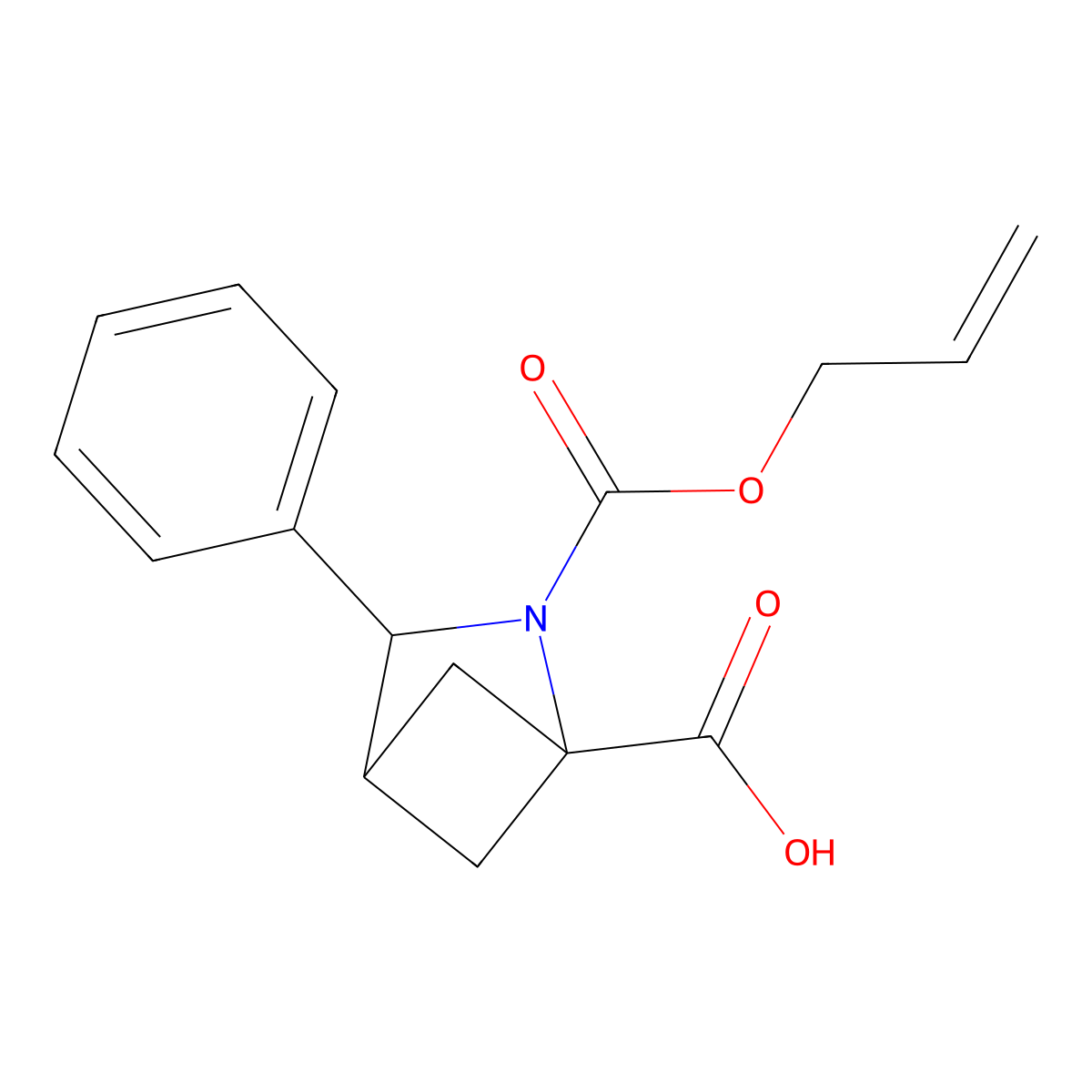 3-Phenyl-2-[(prop-2-en-1-yloxy)carbonyl]-2-azabicyclo[2.1.1]hexane-1-carboxylic acid molecular structure, CAS 2763964-66-3