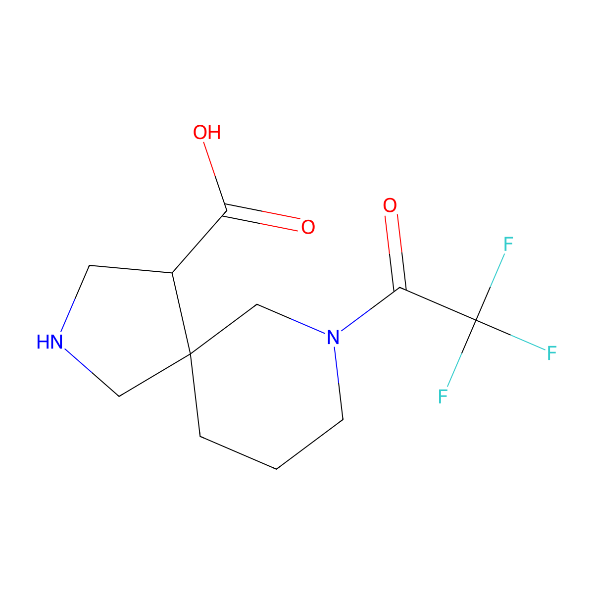 7-(2,2,2-Trifluoroacetyl)-2,7-diazaspiro[4.5]decane-4-carboxylic acid molecular structure, CAS 2763964-67-4