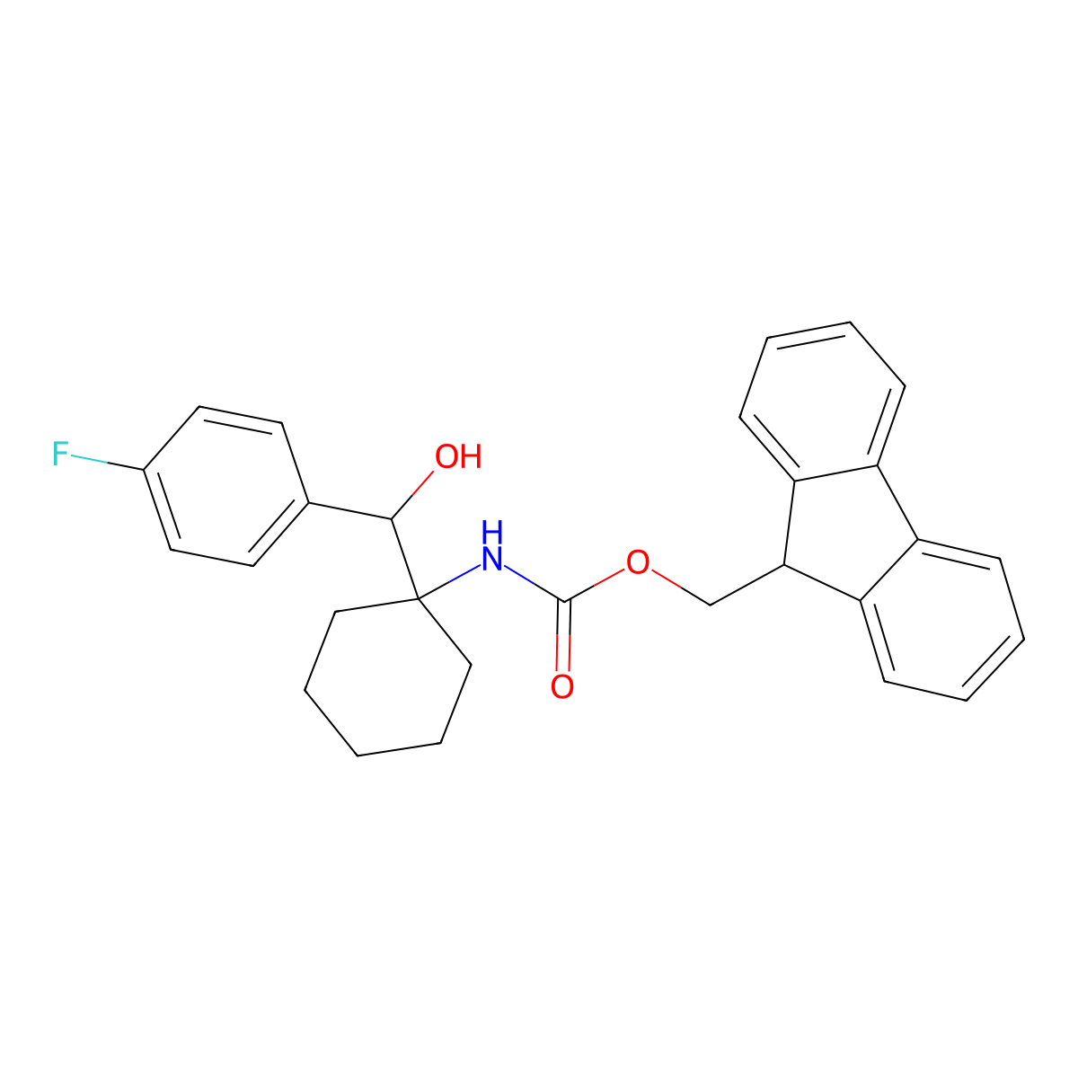 (9H-fluoren-9-yl)methyl N-{1-[(4-fluorophenyl)(hydroxy)methyl]cyclohexyl}carbamate molecular structure, CAS 2763964-68-5
