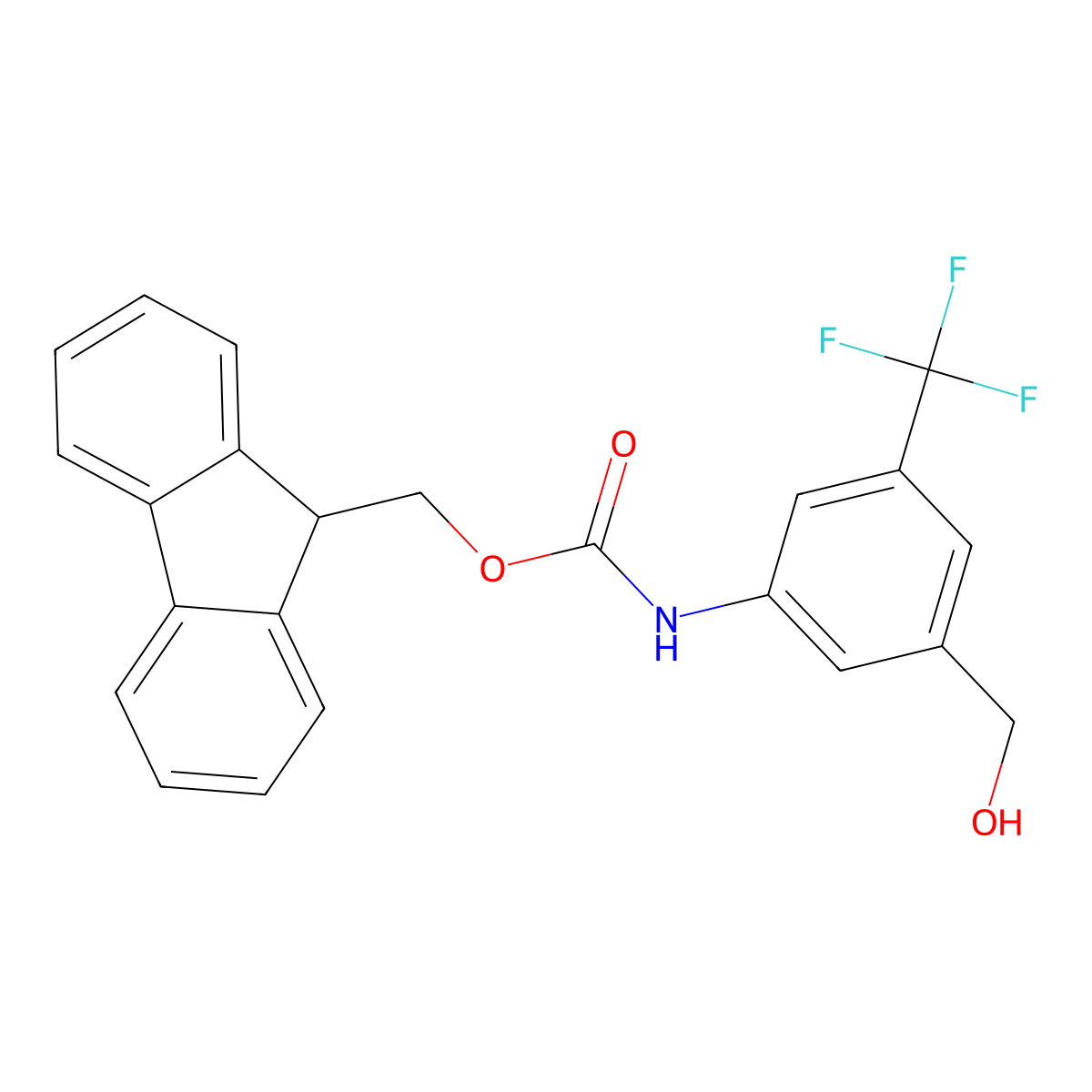 (9H-fluoren-9-yl)methyl N-[3-(hydroxymethyl)-5-(trifluoromethyl)phenyl]carbamate molecular structure, CAS 2763964-70-9