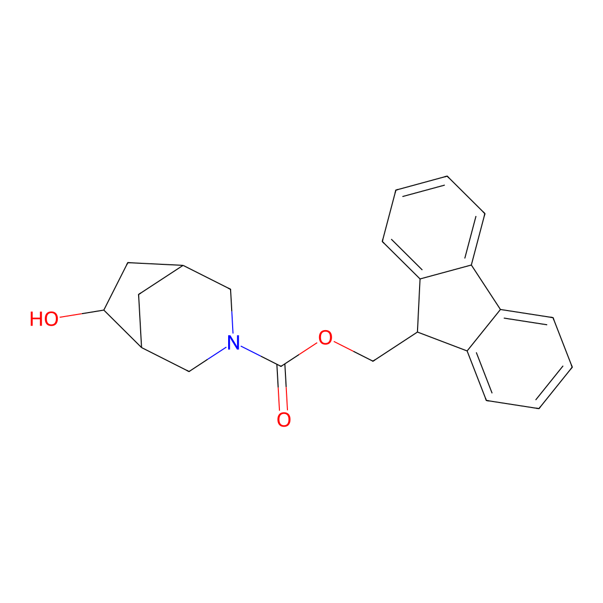 (9H-fluoren-9-yl)methyl 6-hydroxy-3-azabicyclo[3.2.1]octane-3-carboxylate molecular structure, CAS 2763964-71-0