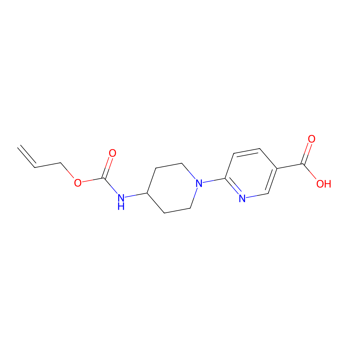 6-(4-{[(Prop-2-en-1-yloxy)carbonyl]amino}piperidin-1-yl)pyridine-3-carboxylic acid molecular structure, CAS 2763964-73-2