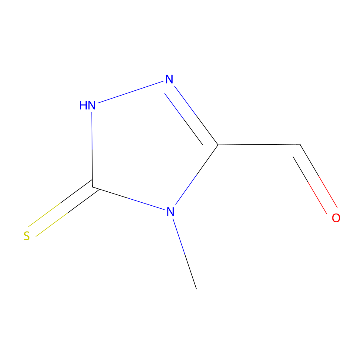 4-methyl-5-sulfanyl-4H-1,2,4-triazole-3-carbaldehyde molecular structure, CAS 2763964-78-7