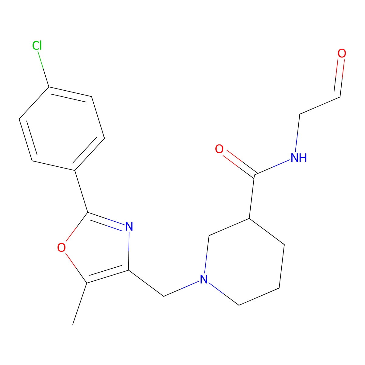 1-{[2-(4-chlorophenyl)-5-methyl-1,3-oxazol-4-yl]methyl}-N-(2-oxoethyl)piperidine-3-carboxamide molecular structure, CAS 2763964-82-3