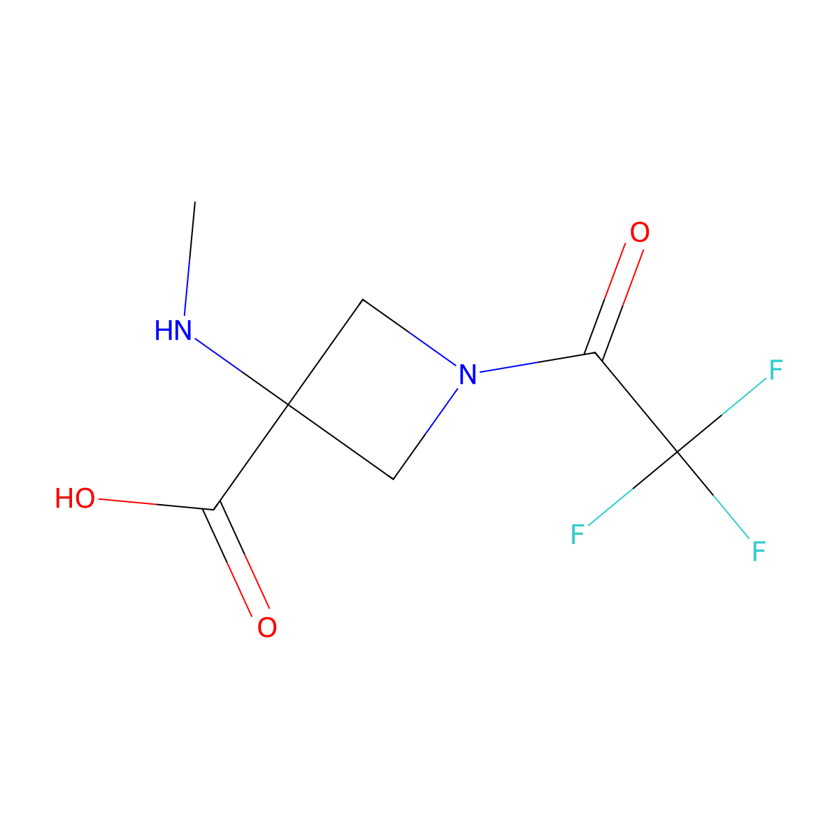 3-(Methylamino)-1-(2,2,2-trifluoroacetyl)azetidine-3-carboxylic acid molecular structure, CAS 2763964-83-4