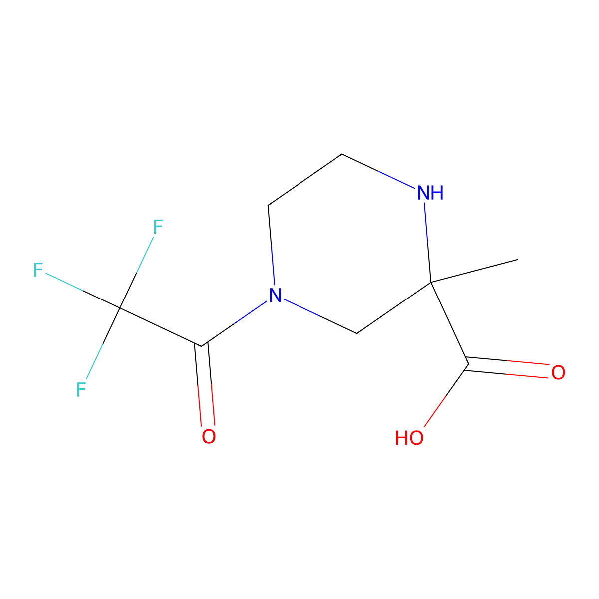 2-Methyl-4-(2,2,2-trifluoroacetyl)piperazine-2-carboxylic acid molecular structure, CAS 2763964-90-3