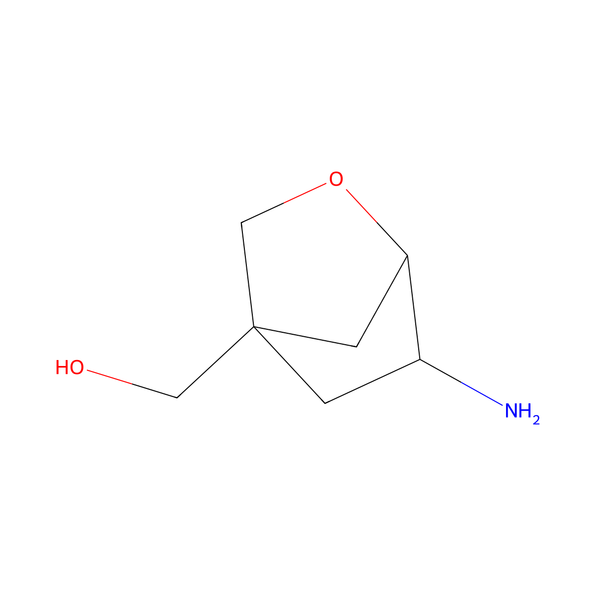rac-((1R,4R,6R)-6-amino-2-oxabicyclo(2.2.1)heptan-4-yl)methanol molecular structure, CAS 2763964-92-5