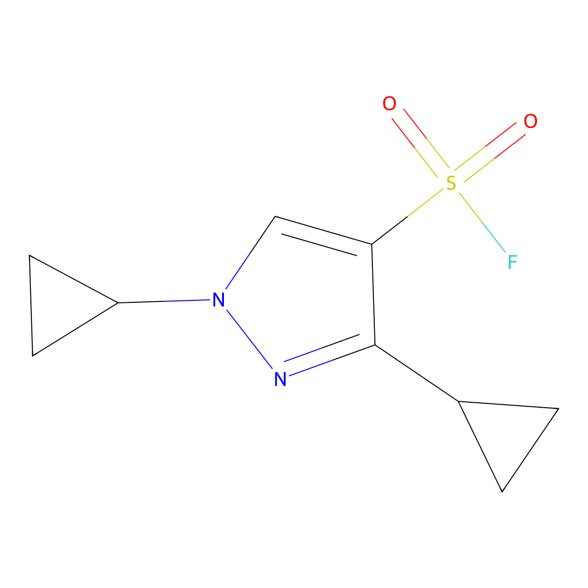 1,3-dicyclopropyl-1H-pyrazole-4-sulfonyl fluoride molecular structure, CAS 2763964-93-6