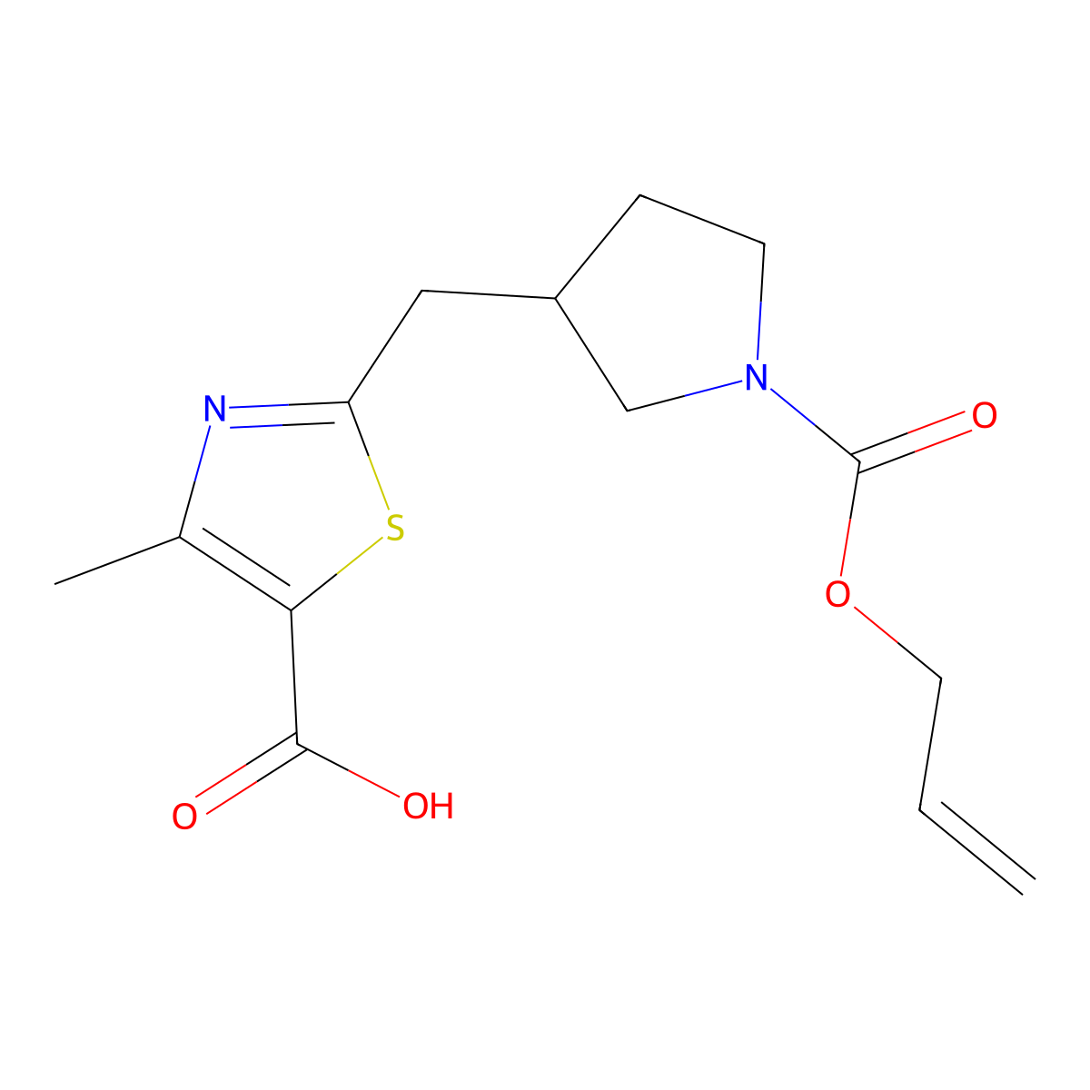 4-Methyl-2-({1-[(prop-2-en-1-yloxy)carbonyl]pyrrolidin-3-yl}methyl)-1,3-thiazole-5-carboxylic acid molecular structure, CAS 2763964-94-7