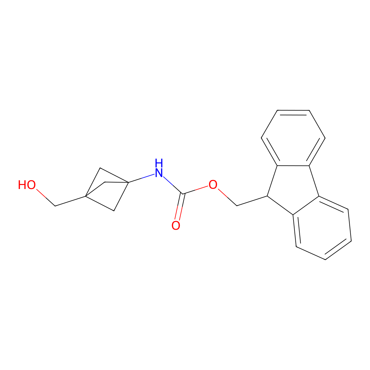 (9H-fluoren-9-yl)methyl N-[3-(hydroxymethyl)bicyclo[1.1.1]pentan-1-yl]carbamate molecular structure, CAS 2763965-03-1