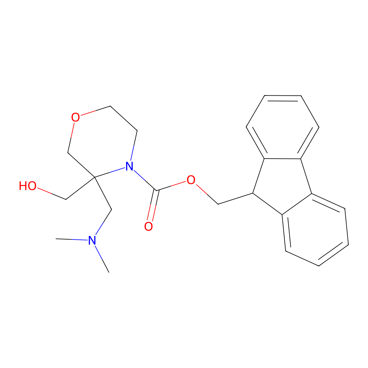(9H-fluoren-9-yl)methyl 3-[(dimethylamino)methyl]-3-(hydroxymethyl)morpholine-4-carboxylate molecular structure, CAS 2763965-07-5