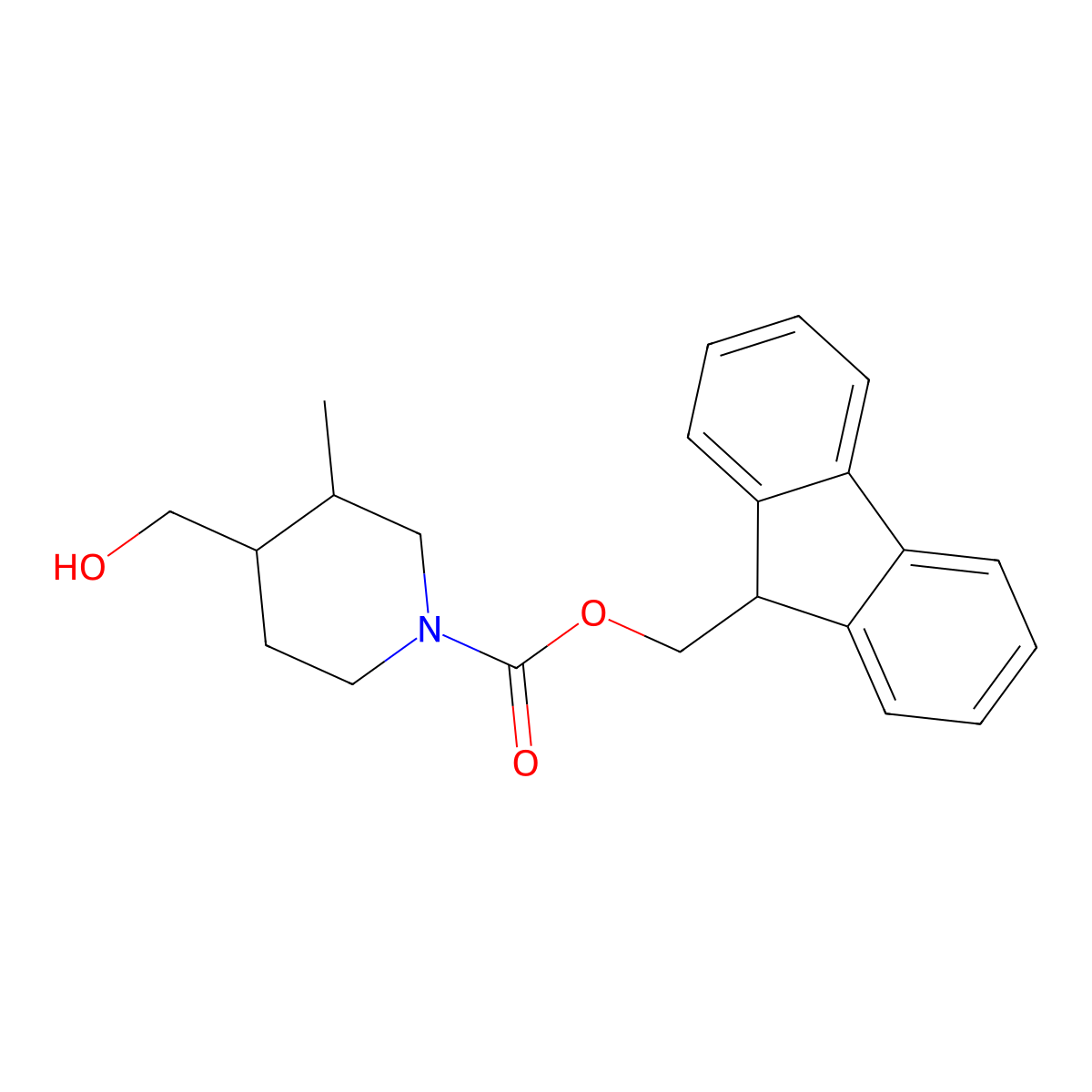 (9H-fluoren-9-yl)methyl 4-(hydroxymethyl)-3-methylpiperidine-1-carboxylate molecular structure, CAS 2763965-13-3