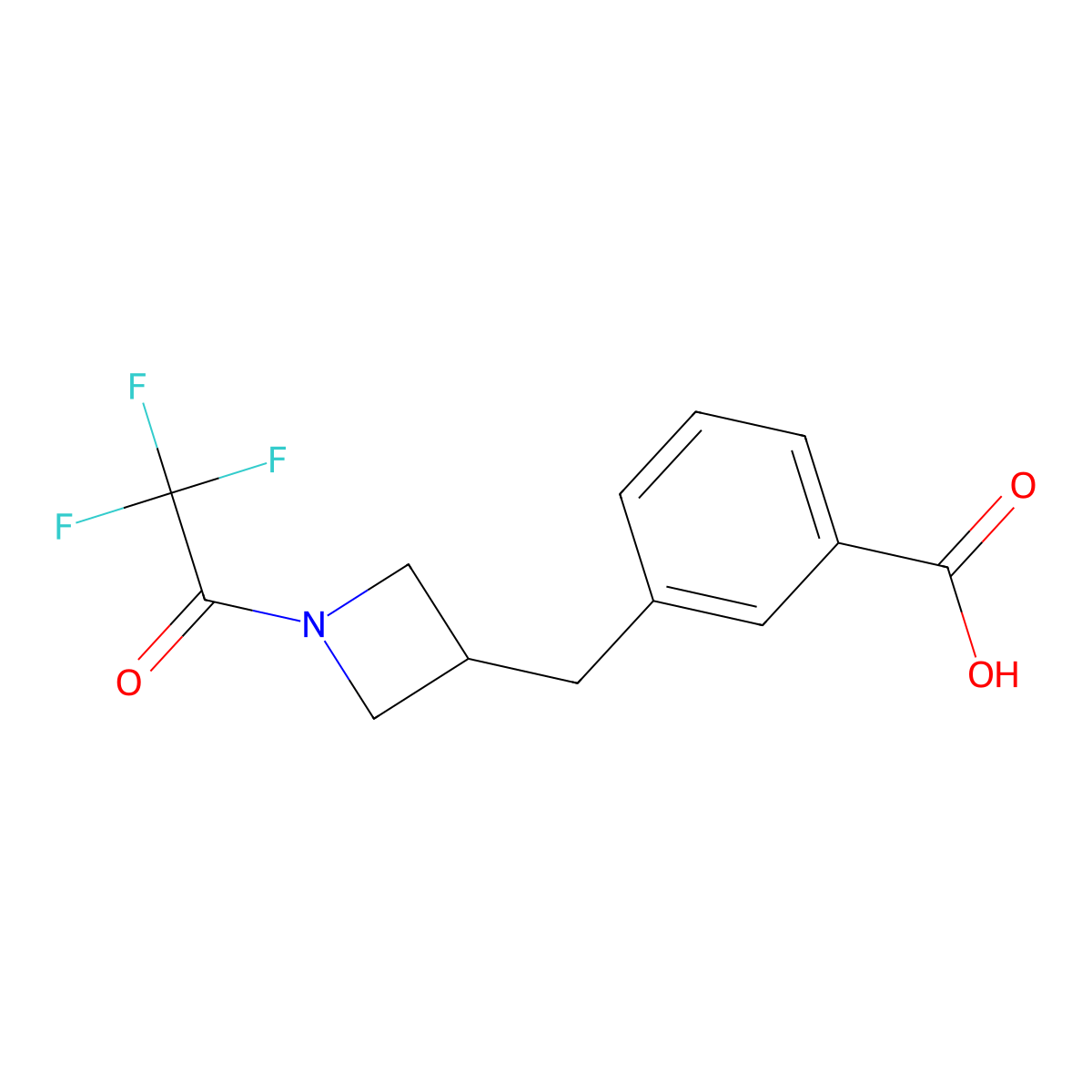 3-{[1-(2,2,2-Trifluoroacetyl)azetidin-3-yl]methyl}benzoic acid molecular structure, CAS 2763965-20-2