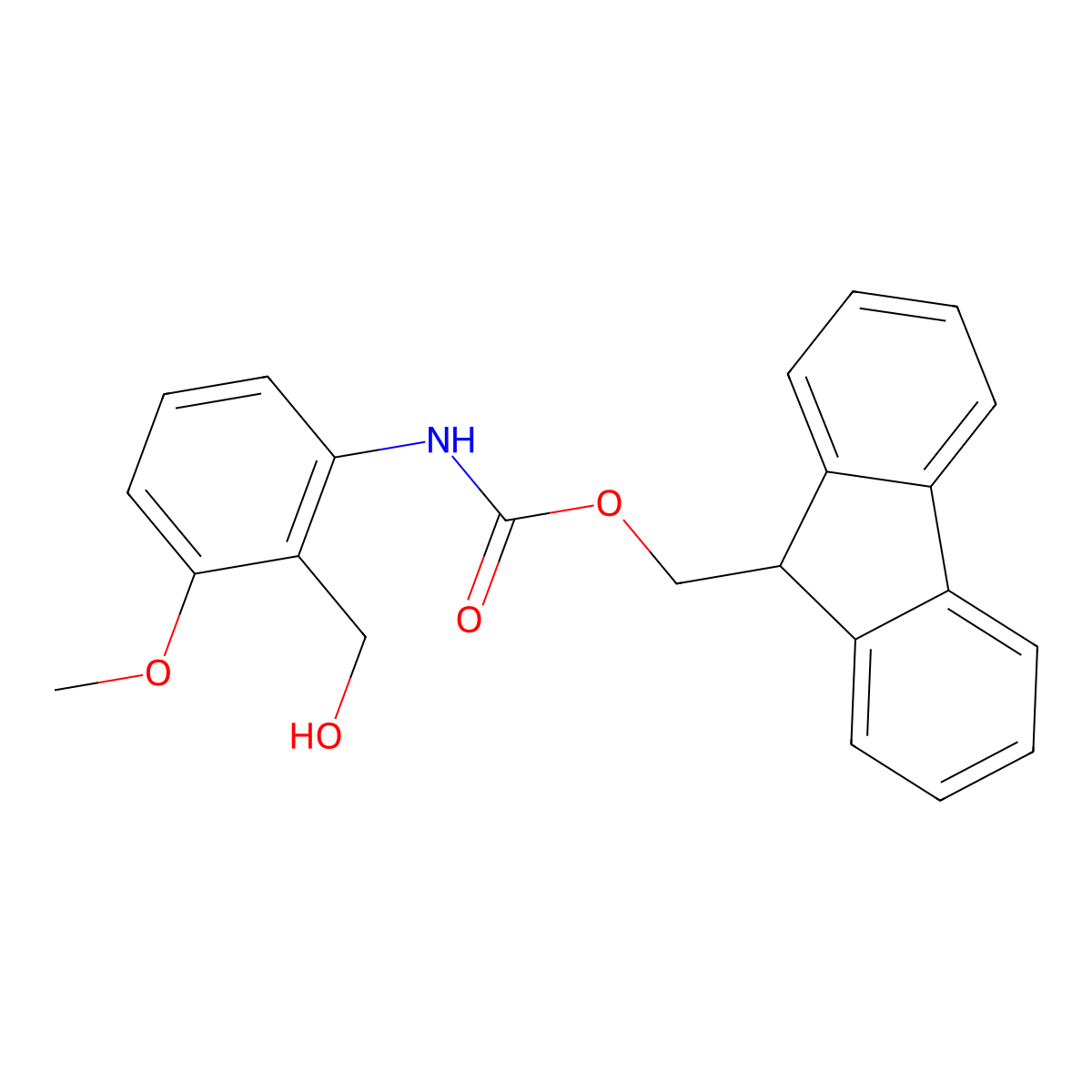 (9H-fluoren-9-yl)methyl N-[2-(hydroxymethyl)-3-methoxyphenyl]carbamate molecular structure, CAS 2763965-24-6
