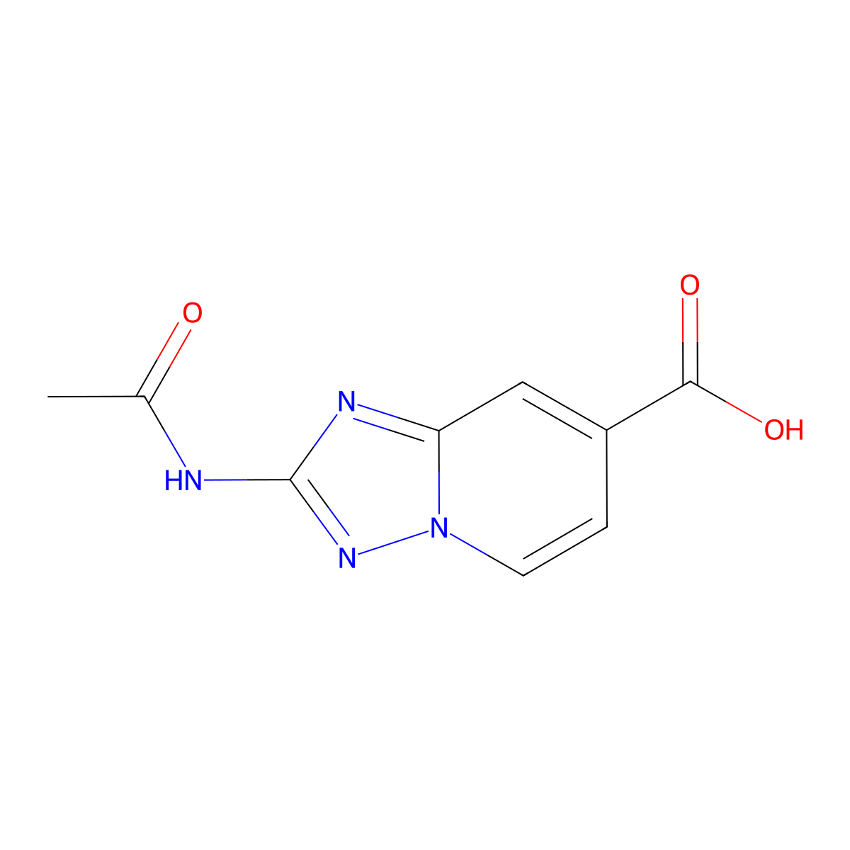 2-Acetamido-[1,2,4]triazolo[1,5-a]pyridine-7-carboxylic acid molecular structure, CAS 2763965-27-9